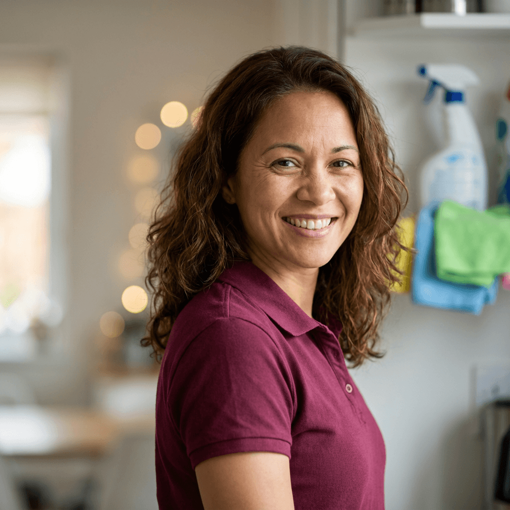 Sarah Mitchell, female homeowner in her 30s, warm approachable style