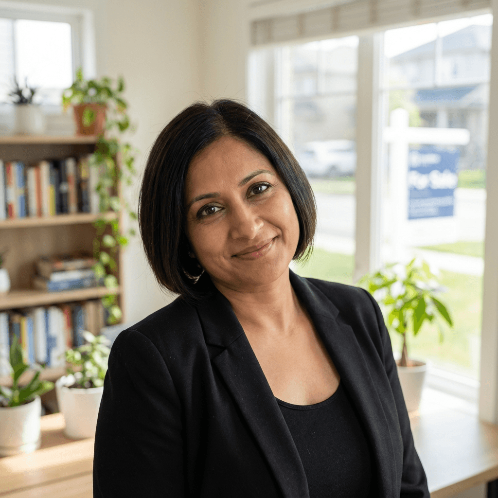 Image of female homeowner in her late 30s, White, friendly casual style typical of Toronto resident